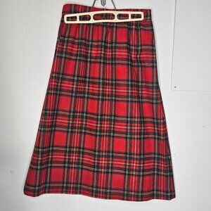 Womans Tiger of London preppy academia punk plaid zip up midi length skirt size